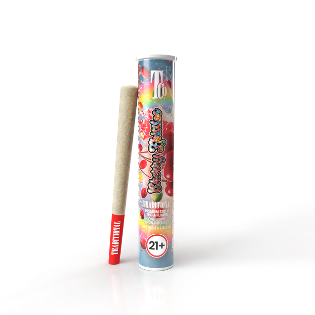 Cherry Zkittles 1G THCa Pre-roll Transparent Background