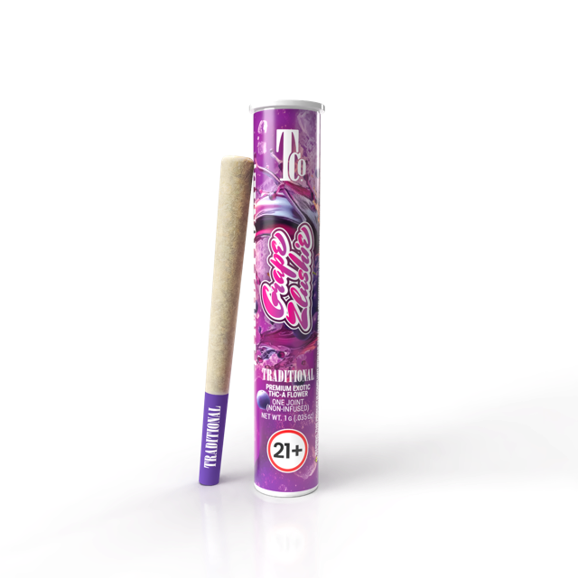 Grape Zlushie 1G THCa Pre-roll Transparent Background