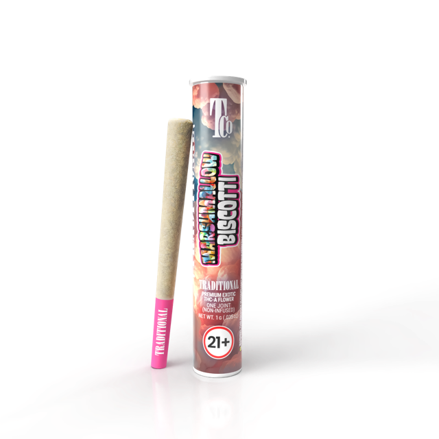 Marshmallow Biscotti 1G THCa Pre-roll Transparent