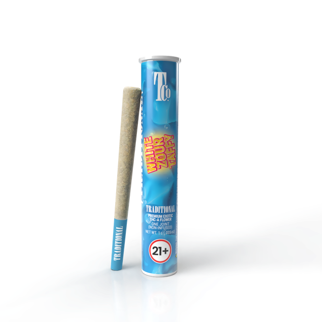 White Zour Taffy 1G THCa Preroll Transparent