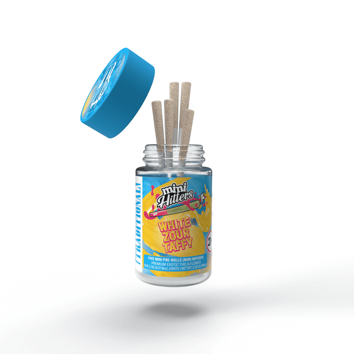 White Zour Taffy THCa Mini Pre-roll Pack Transparent