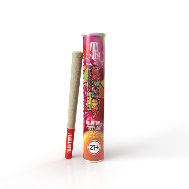 Lemon Cherry Gusherz 1G THCa Pre-roll Transparent Background